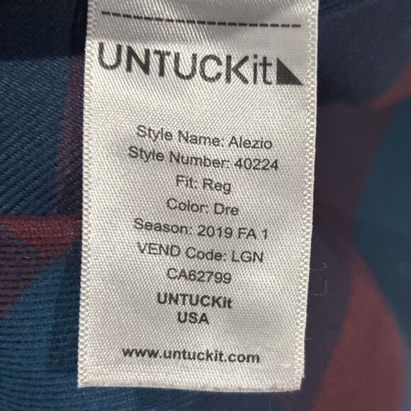 UNTUCKit Button Up Long Sleeve Flannel Plaid Shirt Red Blue Men’s L  Ski Cabin - Picture 10 of 16